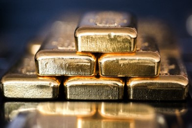 Stacked gold bullion bars